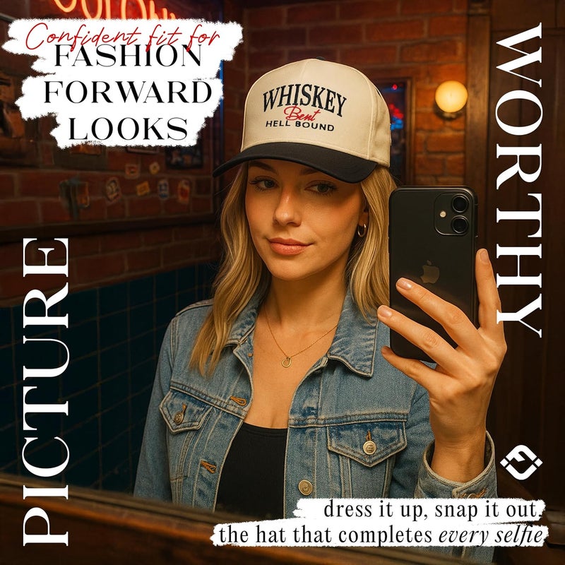 Funky Junque Vintage Canvas Snapback Hat - Adjustable 2 Tone Cap for Men Women - Put It On My, Cowboy, Girl Dad, Funny - Image 2